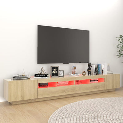 TV-taso LED-valoilla Sonoma-tammi 260x35x40 cm