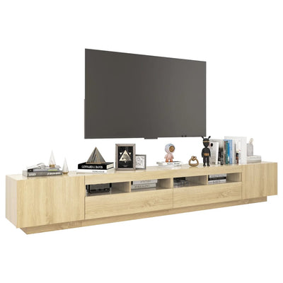 TV-taso LED-valoilla Sonoma-tammi 260x35x40 cm