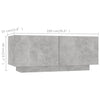 TV-taso LED-valoilla betoninharmaa 260x35x40 cm
