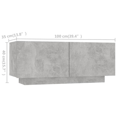 TV-taso LED-valoilla betoninharmaa 260x35x40 cm