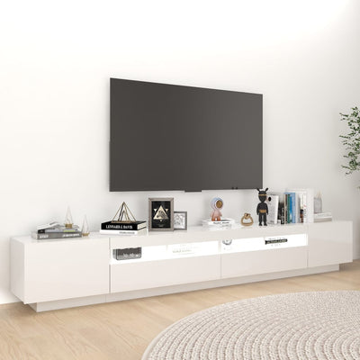 TV-taso LED-valoilla korkeakiilto valkoinen 260x35x40 cm