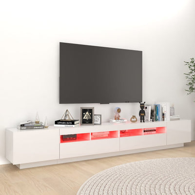 TV-taso LED-valoilla korkeakiilto valkoinen 260x35x40 cm