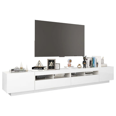 TV-taso LED-valoilla korkeakiilto valkoinen 260x35x40 cm
