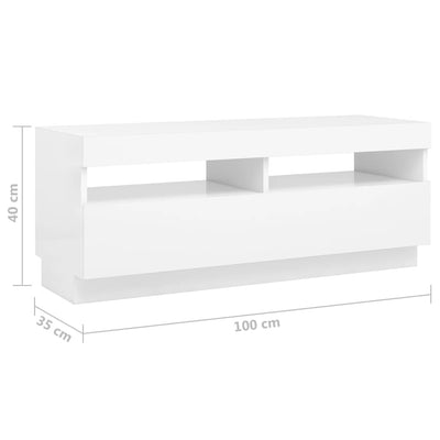 Valkoinen tv-taso led-valoilla Zaniyah 300x35x40cm
