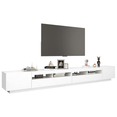 TV-taso LED-valoilla valkoinen 300x35x40 cm