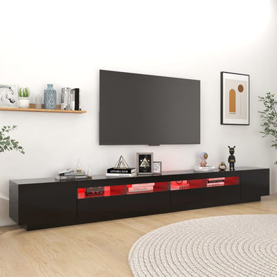 TV-taso LED-valoilla musta 300x35x40 cm