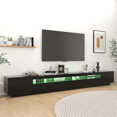 TV-taso LED-valoilla musta 300x35x40 cm