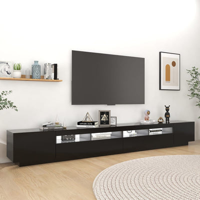 TV-taso LED-valoilla musta 300x35x40 cm