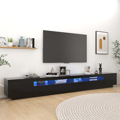 TV-taso LED-valoilla musta 300x35x40 cm