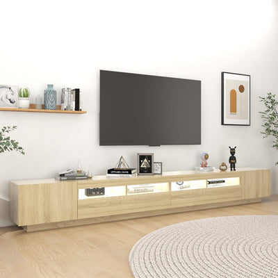 TV-taso LED-valoilla Sonoma-tammi 300x35x40 cm