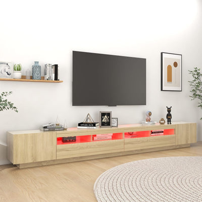 TV-taso LED-valoilla Sonoma-tammi 300x35x40 cm