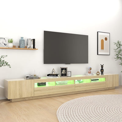 TV-taso LED-valoilla Sonoma-tammi 300x35x40 cm