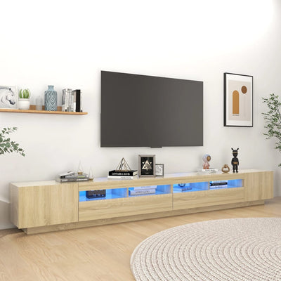 TV-taso LED-valoilla Sonoma-tammi 300x35x40 cm