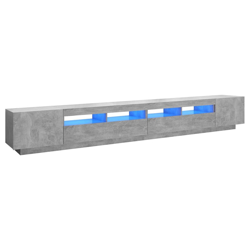 Betoninharmaa tv-taso led-valoilla Zaniyah 300x35x40cm