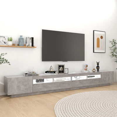 TV-taso LED-valoilla betoninharmaa 300x35x40 cm
