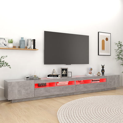 TV-taso LED-valoilla betoninharmaa 300x35x40 cm
