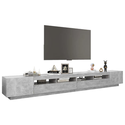 TV-taso LED-valoilla betoninharmaa 300x35x40 cm