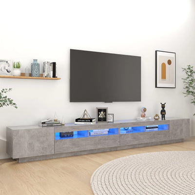 TV-taso LED-valoilla betoninharmaa 300x35x40 cm