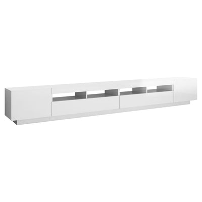 TV-taso LED-valoilla korkeakiilto valkoinen 300x35x40 cm