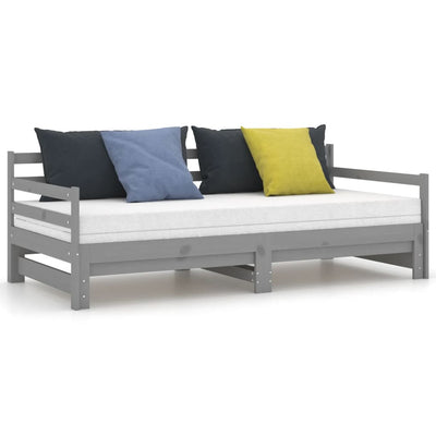 Päivävuode ulosvedettävä harmaa täysi mänty 2x (90x200) cm