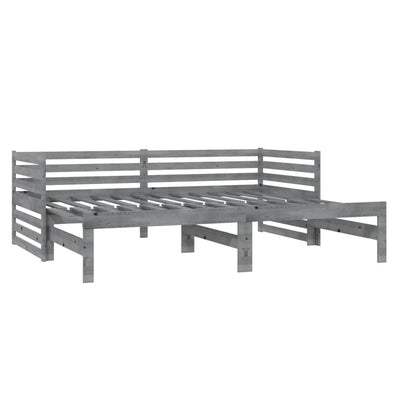 Päivävuode ulosvedettävä harmaa täysi mänty 2x (90x200) cm