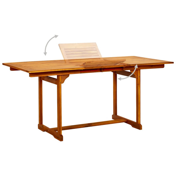 Puutarhapöytä Hasrof, akaasiapuu, mitat (120-170)x80x75cm
