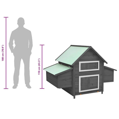 Harmaa ja valkoinen kanakoppi Balaziu 150x96x110cm (kuusi)