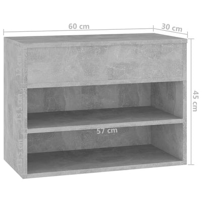 Kenkien säilytyspenkki betoninharmaa 60x30x45 cm tekninen puu