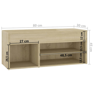 Kenkien säilytyspenkki Sonoma-tammi 80x30x45 cm tekninen puu