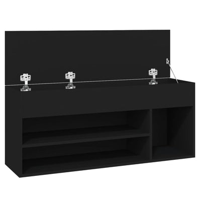 Kenkien säilytyspenkki musta 105x30x45 cm tekninen puu
