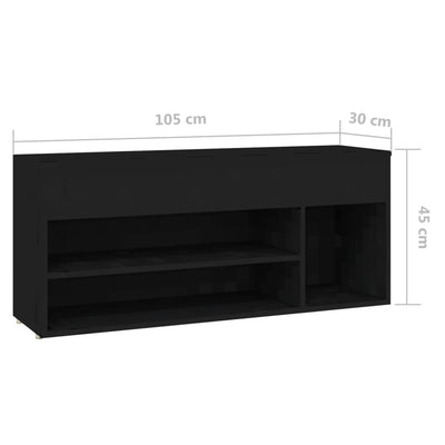 Kenkien säilytyspenkki musta 105x30x45 cm tekninen puu