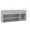 Kenkien säilytyspenkki betoninharmaa 105x30x45 cm tekninen puu