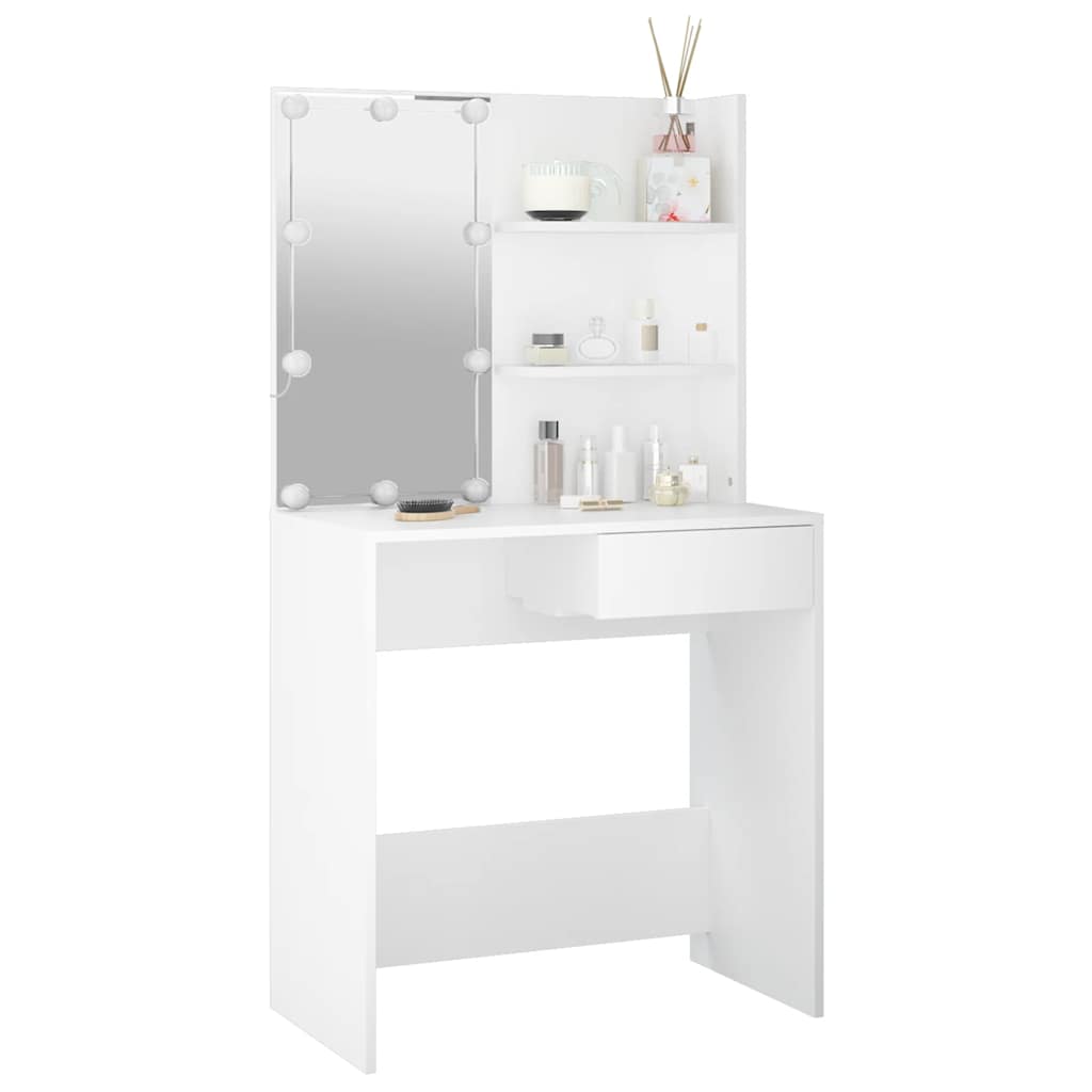 Peilipöytä Flintoaca LED-valoilla valkoinen 74,5x40x141cm