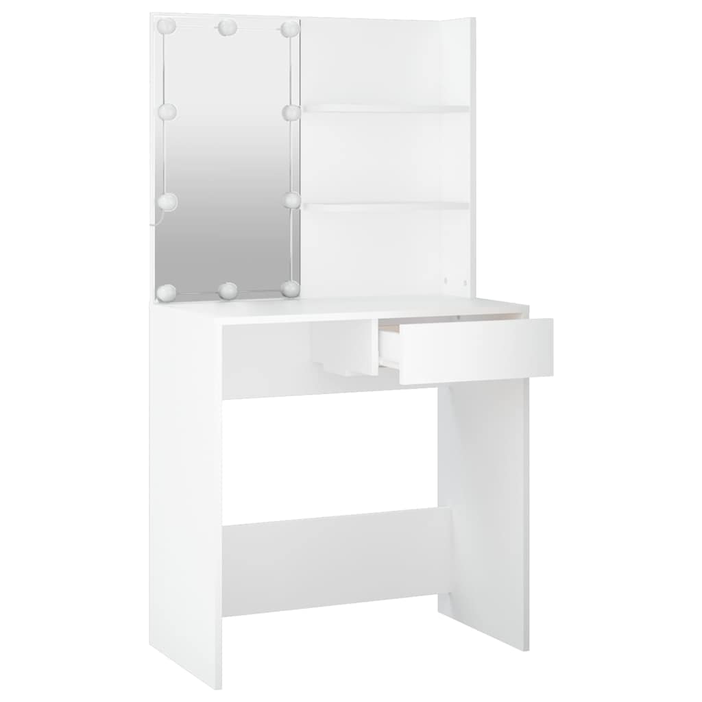 Peilipöytä Flintoaca LED-valoilla valkoinen 74,5x40x141cm
