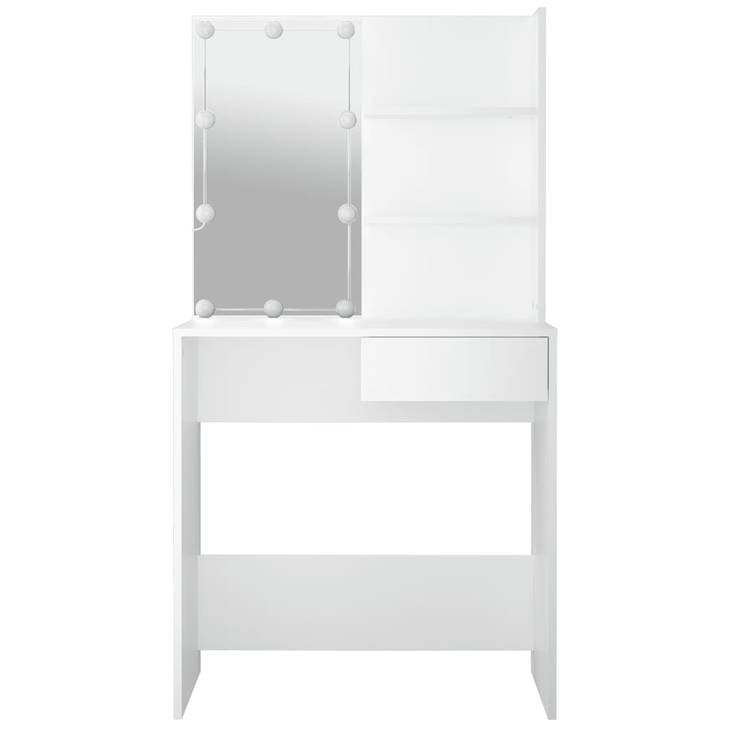Peilipöytä Flintoaca LED-valoilla valkoinen 74,5x40x141cm