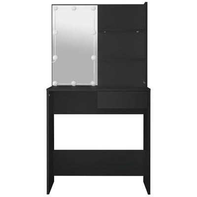 Peilipöytä LED-valoilla musta 74,5x40x141 cm