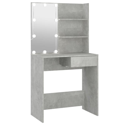 Peilipöytä LED-valoilla betoninharmaa 74,5x40x141 cm