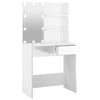 Valkoinen peilipöytä led-valoilla Flintoaca 74,5x40x141cm