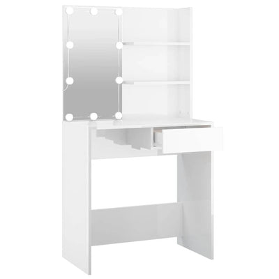 Valkoinen peilipöytä led-valoilla Flintoaca 74,5x40x141cm