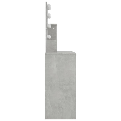 Peilipöytä LED-valoilla betoninharmaa 86,5x35x136 cm
