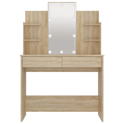 Peilipöytä LED-valoilla Sonoma-tammi 96x40x142 cm