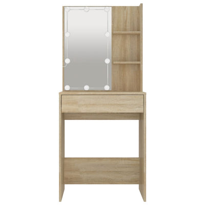 Peilipöytä LED-valoilla Sonoma-tammi 60x40x140 cm