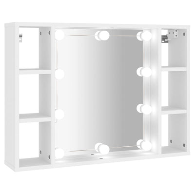 Peilikaappi LED-valoilla valkoinen 76x15x55 cm