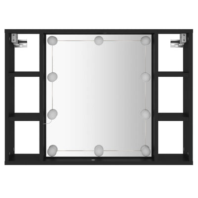 Peilikaappi LED-valoilla musta 76x15x55 cm