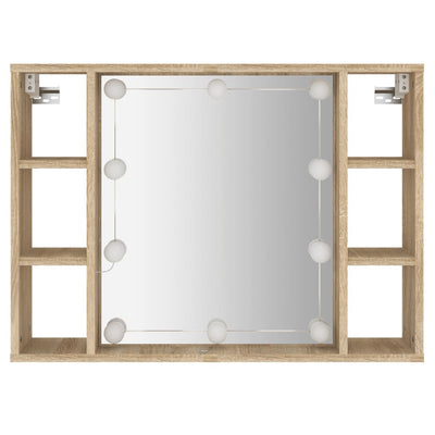 Peilikaappi LED-valoilla Sonoma-tammi 76x15x55 cm