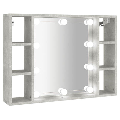 Betoninharmaa peilikaappi led-valoilla Sergie 76x15x55cm