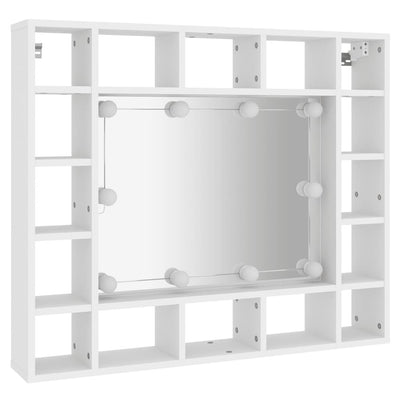 Peilikaappi LED-valoilla valkoinen 91x15x76,5 cm