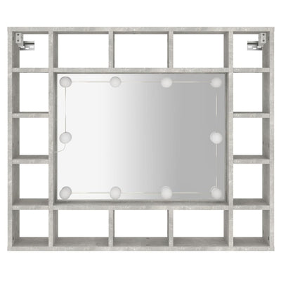 Peilikaappi LED-valoilla betoninharmaa 91x15x76,5 cm
