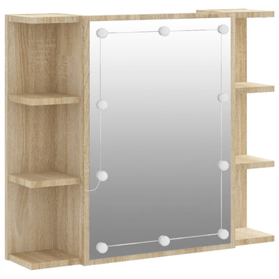 Peilikaappi LED-valoilla Sonoma-tammi 70x16,5x60 cm