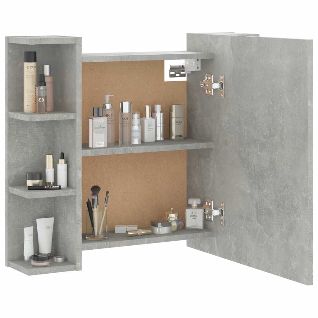 Betoninharmaa peilikaappi led-valoilla Roby 70x16,5x60cm
